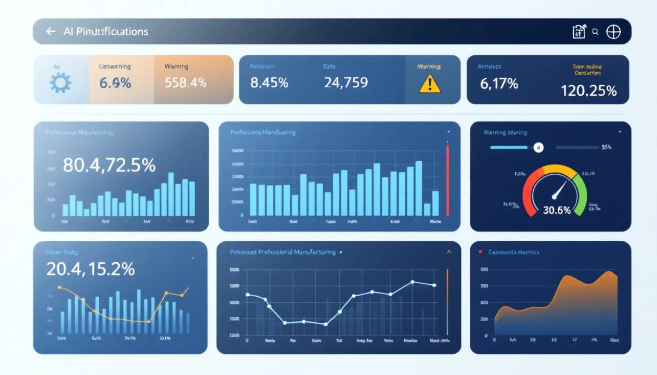Manufacturing AI pilot project dashboard with data analysis and diagnostic indicators