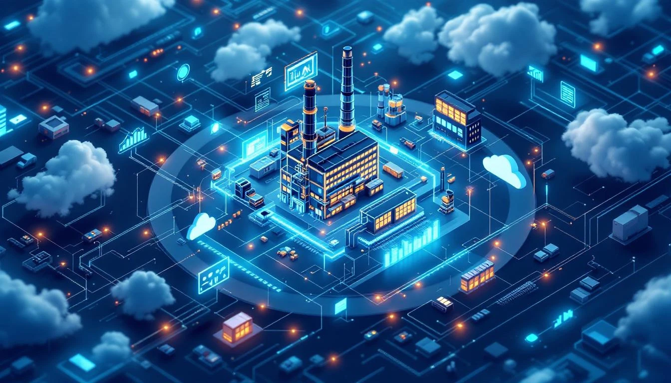 Connected smart factory ecosystem with IIoT sensors and analytics