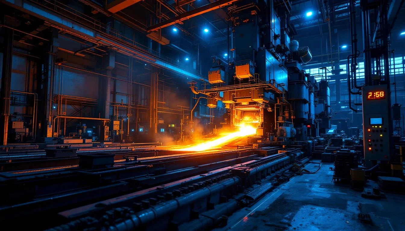 Steel mill with IIoT sensors monitoring operations