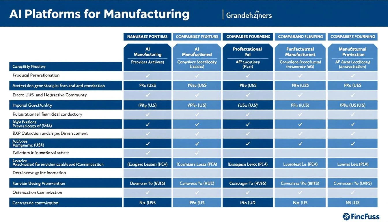 Comparison chart of AI platforms for manufacturing