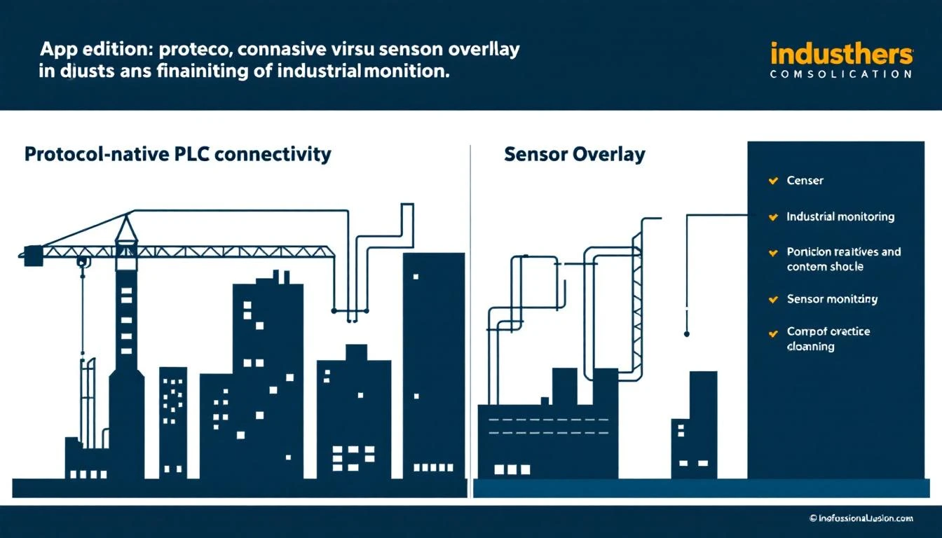 Protocol-native PLC connectivity versus sensor overlay approach for industrial monitoring