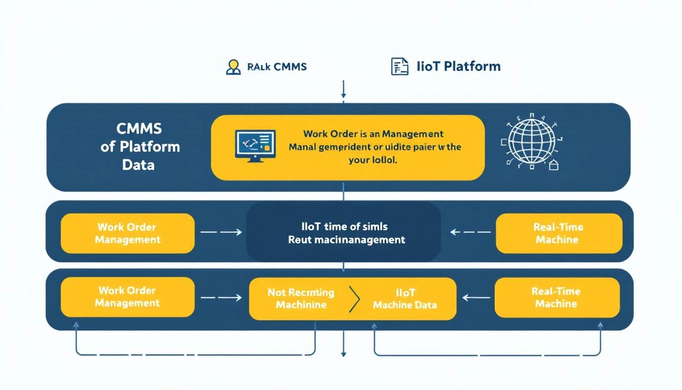 CMMS vs IIoT platform comparison showing work order management versus real-time machine data