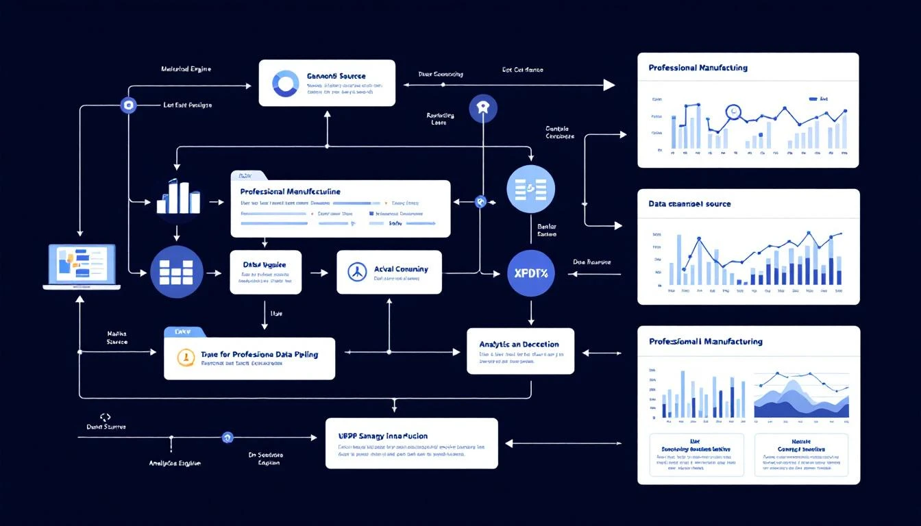 Data pipeline showing multiple manufacturing data sources flowing into analytics engine