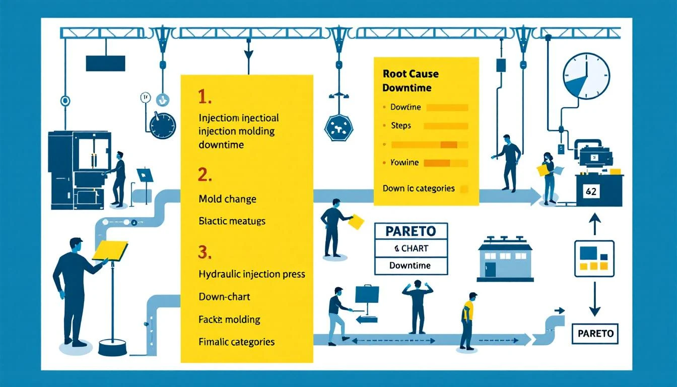 Root cause analysis for injection molding downtime events