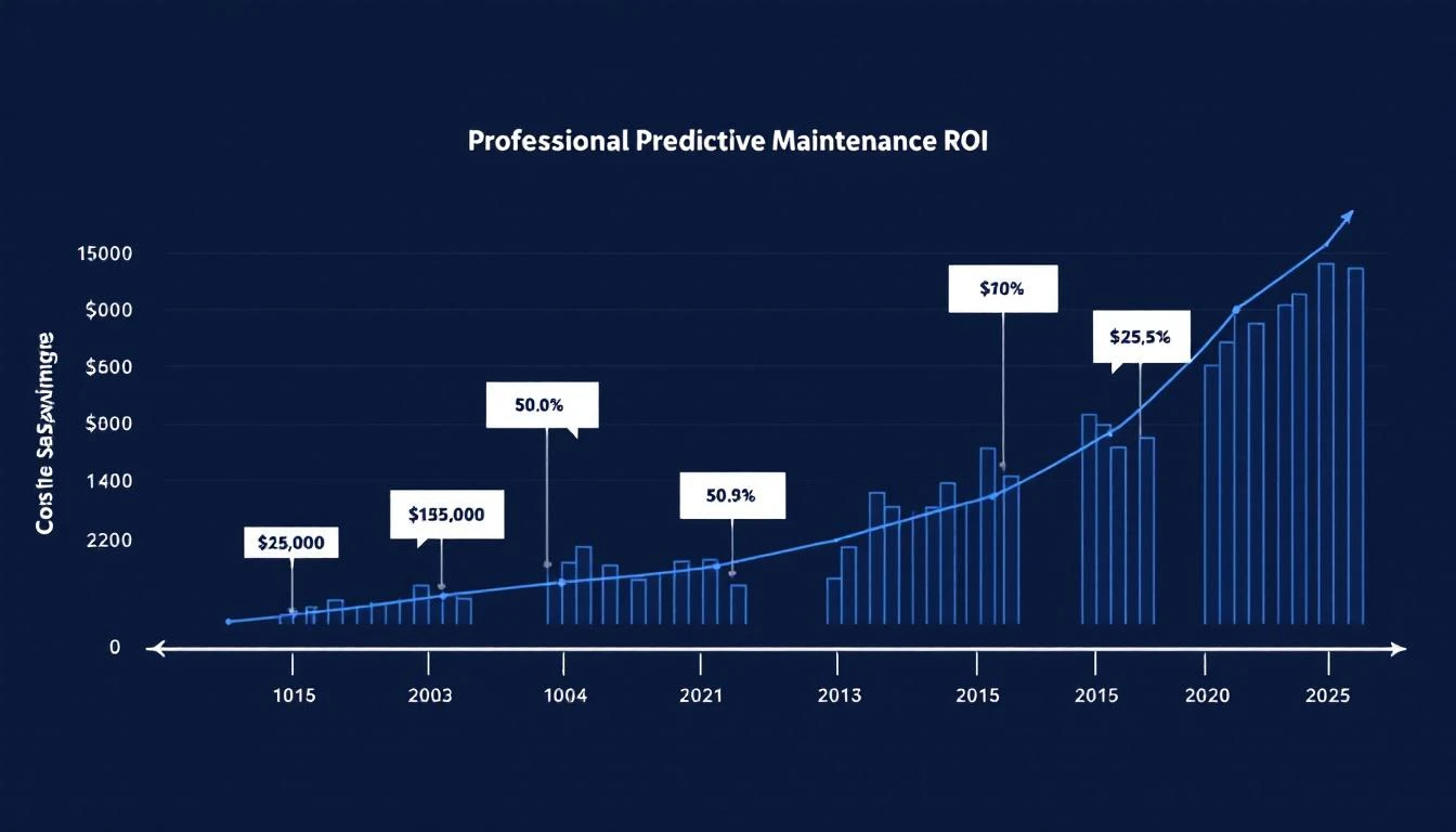 Predictive maintenance ROI chart showing cost savings over time for manufacturing