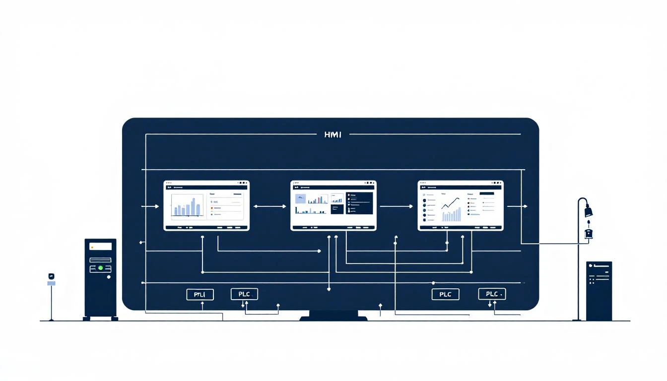 Industrial SCADA system architecture with PLC controllers