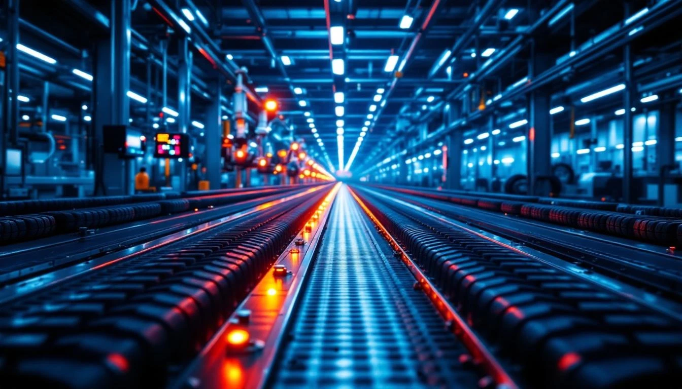 Rubber tire manufacturing production line with IIoT monitoring