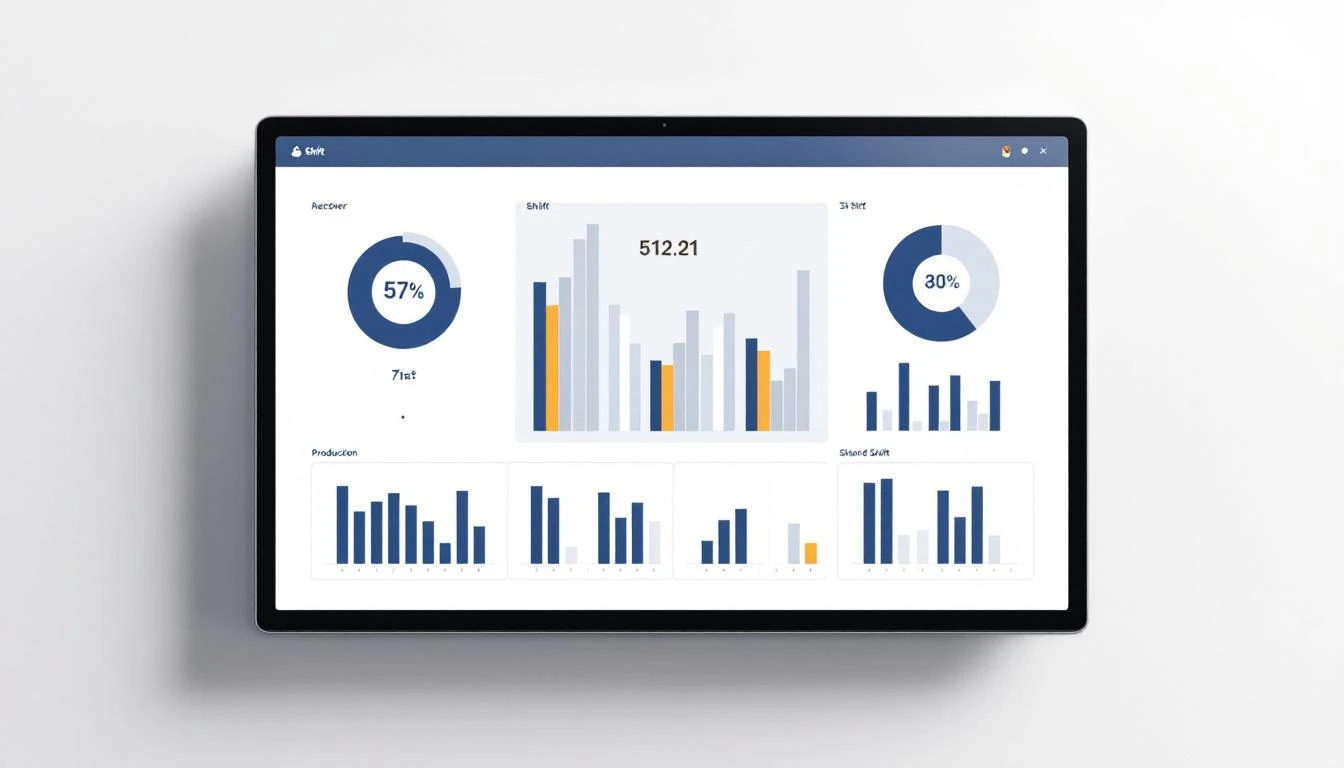 Shift handover display comparing first, second, and third shift production