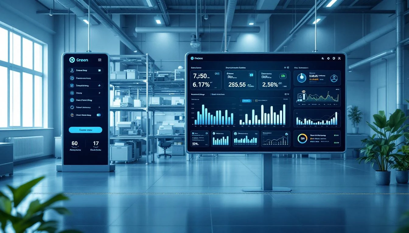Green manufacturing facility with IoT sensors monitoring energy and emissions