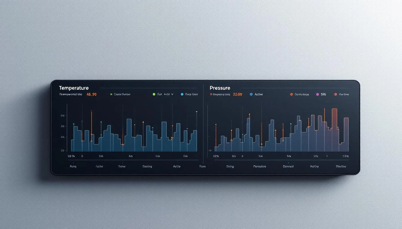 Temperature and pressure monitoring system with color-coded alert zones showing approaching and active thresholds