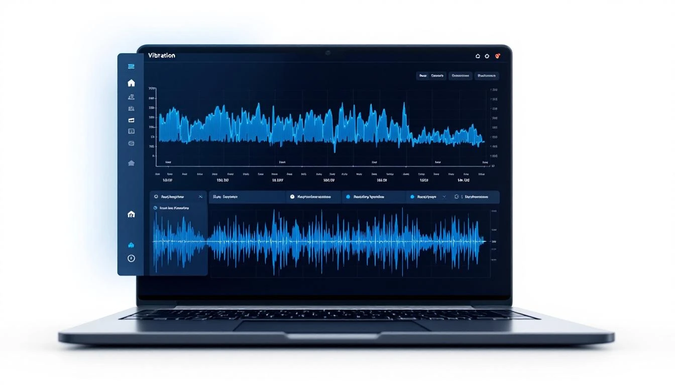 Vibration analysis dashboard showing frequency spectrum and bearing health monitoring