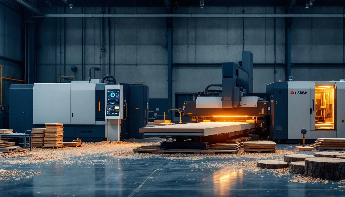 CNC woodworking machinery with real-time monitoring